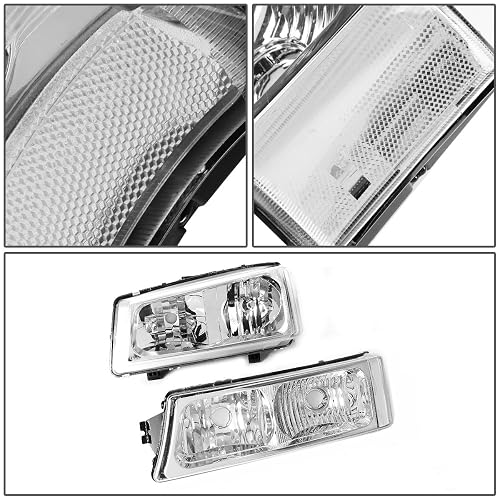 DNA MOTORING Faros Delanteros Chevy Silverado 1500 2500 3500 Avalanche Cromo Transparente