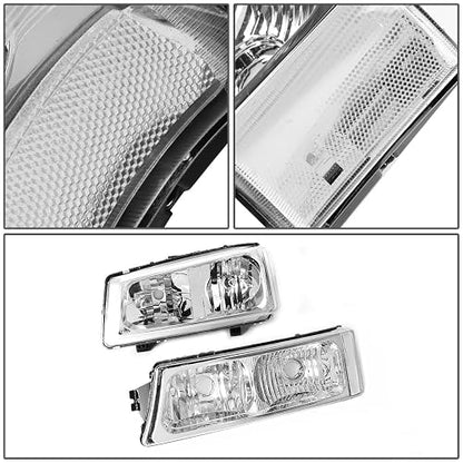 DNA MOTORING Faros Delanteros Chevy Silverado 1500 2500 3500 Avalanche Cromo Transparente