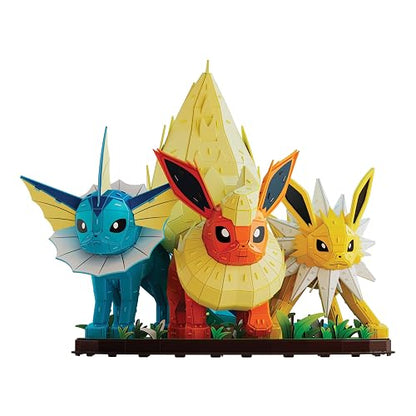 4D Build, Pokémon Eevee Evolution Trio with Vaporeon, Flareon & Jolteon 3D Model Kit, Pokémon Figure, Desk Décor, 612 Pieces, for Ages 12 & Up