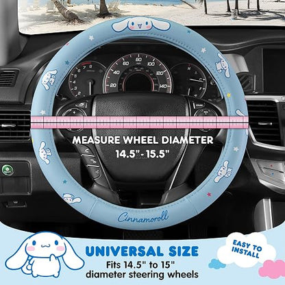 Carbella Sanrio Cinnamoroll Funda para Volante de Auto Ajuste Universal 14.5-15.5 in, Azul