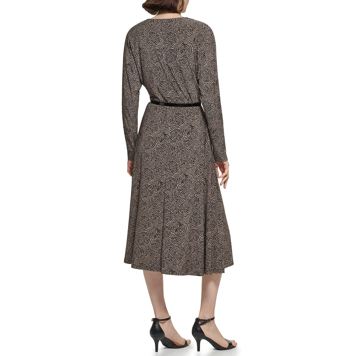 Tommy Hilfiger Vestido de Punto Ajustado y Acampanado con Cuello en V Vestido para Mujer
