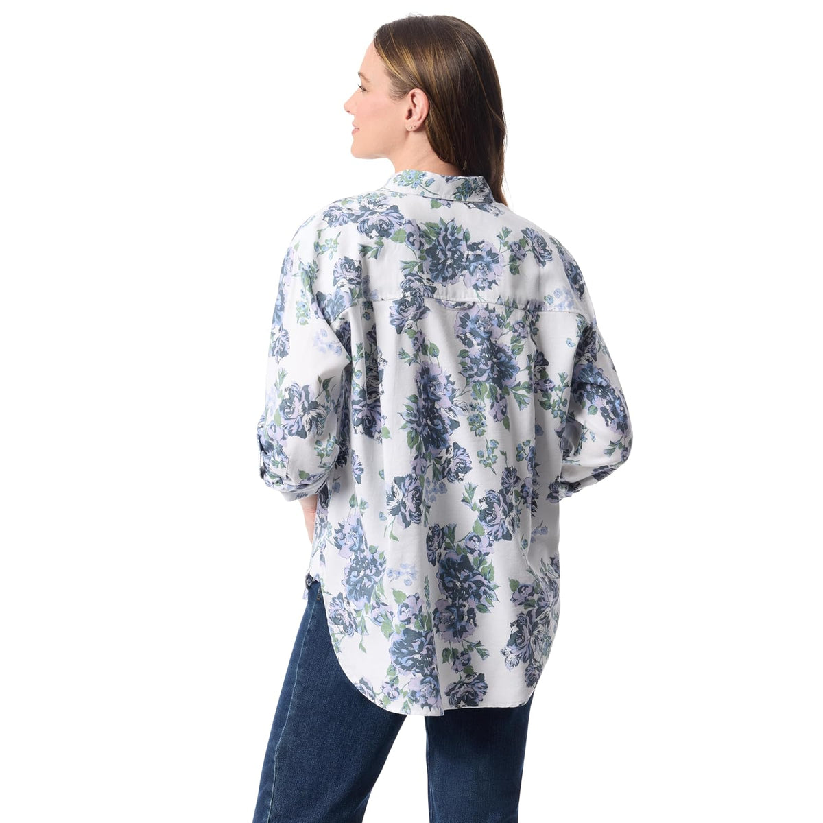 Gloria Vanderbilt Amanda - Camisa de Gran tamaño con Botones y Mangas enrollables para Mujer