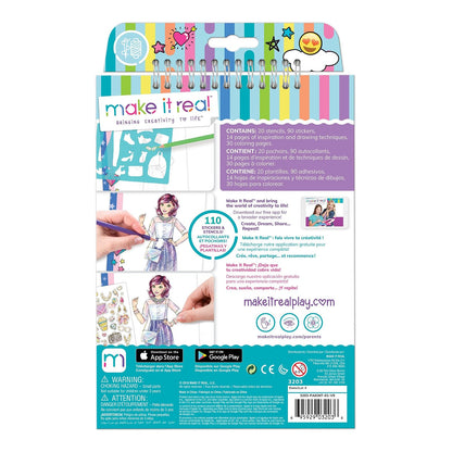 Make It Real: Fashion Design Sketchbook: Digital Dream - Includes 110 Stickers & Stencils, Draw Sketch & Create, Fashion Coloring Book, Tweens & Girls, Kids Ages 6+