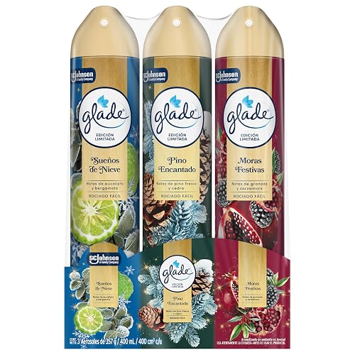 Glade Aromatizante para Hogar Aerosol Aromas Festivos, 3 Unidades 400 ml