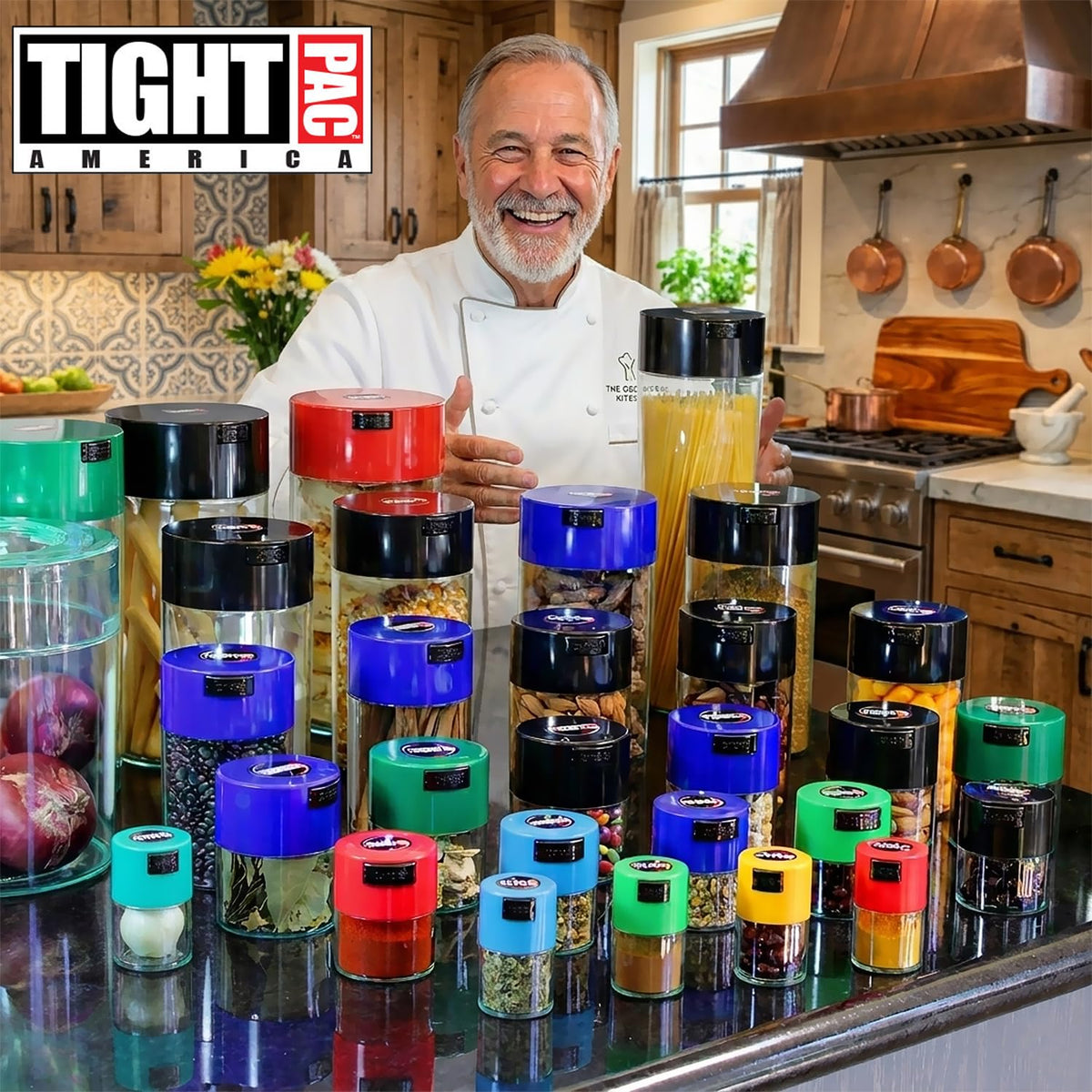 Tightpac America, Inc. Coffeevac 1 LB – la última Sellado al aspiradora Recipiente para café, Color Azul Tintado Cap & Cuerpo, Tapa Negra y Cuerpo Transparente, 1.85 litros / 1.6 Cuartos, 1