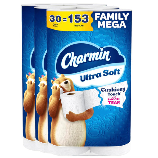 Charmin Papel higiénico ultra suave y acolchado, 30 megapullos familiares = 153 rollos regulares