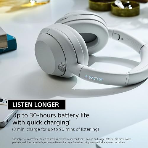 Sony ULT Wear Auriculares Bluetooth supraaurales con cancelación de Ruido, 30 Horas de batería, Bajos potentes, Control por Voz Alexa, Gris ULT900N