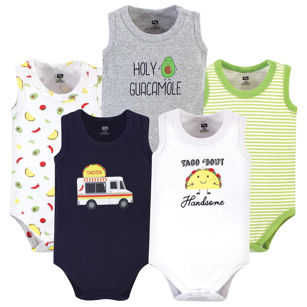 Hudson Baby Body unisex sin mangas de algodón para bebé