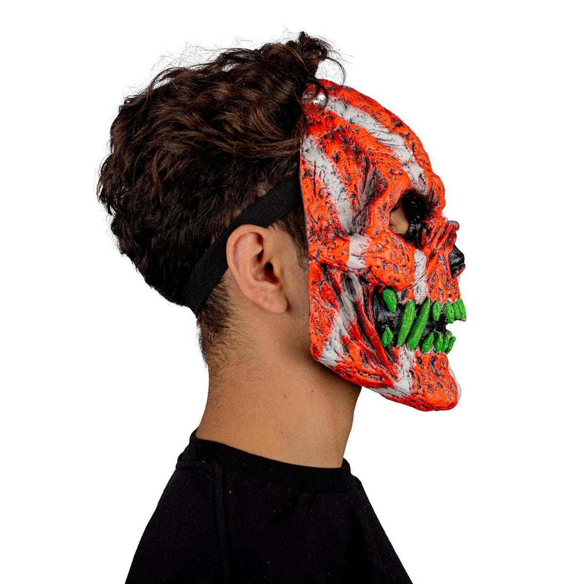 Ghoulish Productions Máscara De Látex Skull fangs Orange Monster Urban Mask Efecto Neón Calavera Creepy, Disfraz Aterrador para Halloween y Fiestas Temáticas, Cosplay, Diseño Artesanal Face Mask