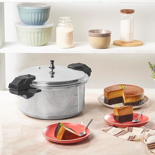 T-fal Olla Express de aluminio, con cinco sistemas de seguridad y fácil limpieza. Excelente opción para crear recetas de manera más rápida, fácil y segura, plateada, 12 L, YL307LA7