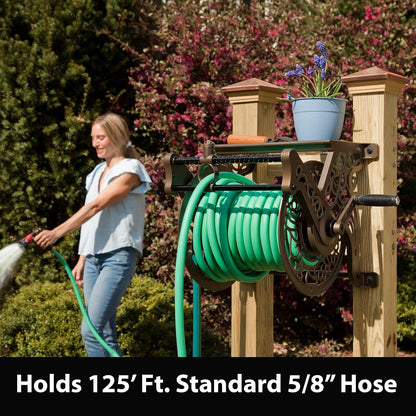 Liberty Garden 707 Decorative Wall Mount Garden Guide Hose Reel, Bronze