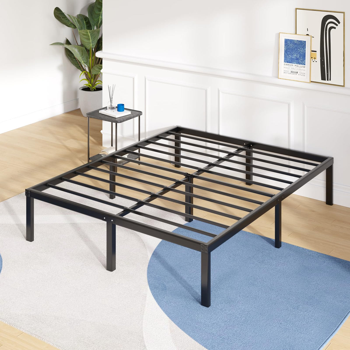 Avenco - Marco de Cama tamaño Queen de 14 Pulgadas de Alto con Plataforma de Metal tamaño Queen con Espacio de Almacenamiento Debajo de la Cama, Soporte de Listones de Acero Resistente, no Necesita