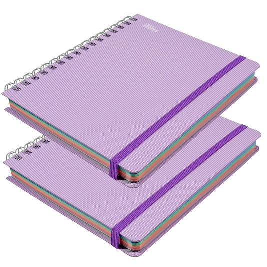 Printaform Libreta Forma Francesa Arcoíris Pastel Universitaria 200h, 2 piezas, Cuadro Chico, Lavanda