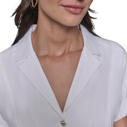 KARL LAGERFELD Light Collared Short Sleeve Midi Dress Vestido Mujer