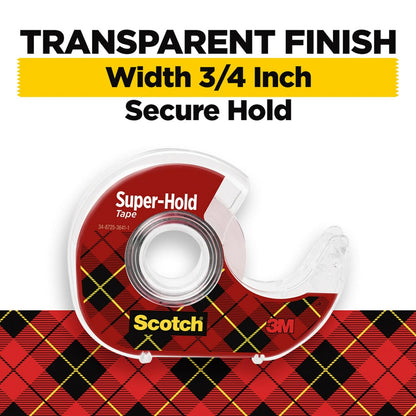 Scotch super-hold cinta adhesiva, 3/4"x 650", Paquete de 4 (4198)