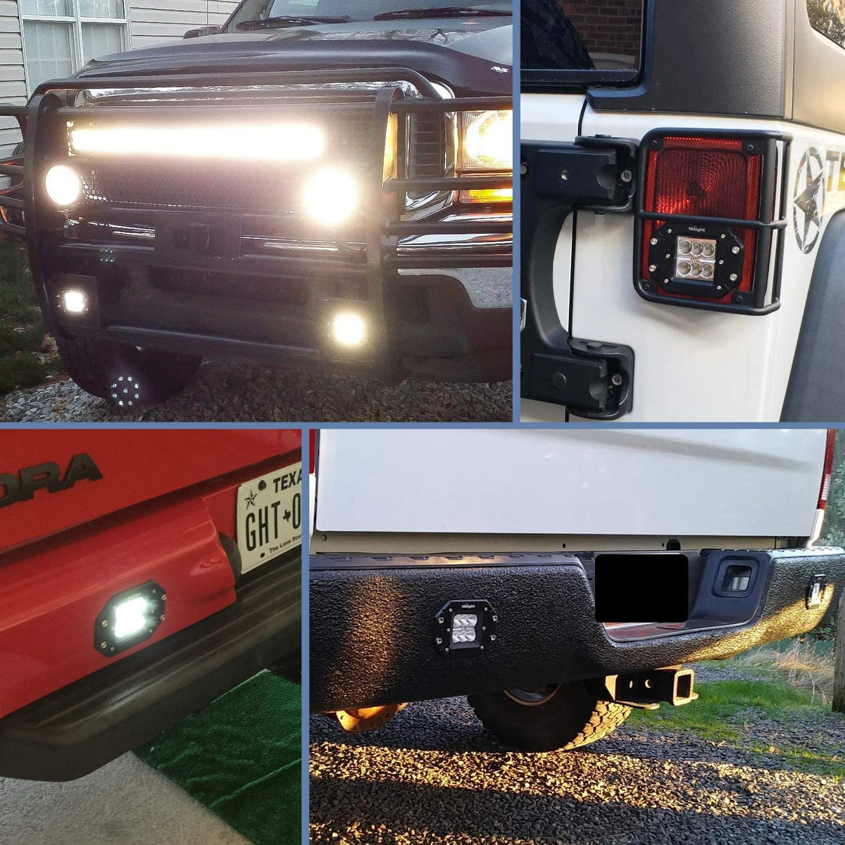 Nilight - 4 cápsulas LED de 18 W de Montaje Empotrado, Luces LED de Trabajo, Barra de luz LED, Luces antiniebla Todoterreno, para Jeep, camión, Tacoma, Parachoques, ATV, UTV