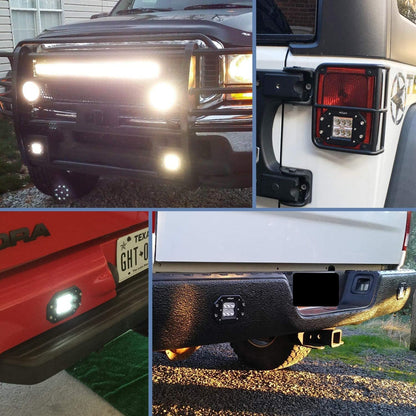 Nilight - 4 cápsulas LED de 18 W de Montaje Empotrado, Luces LED de Trabajo, Barra de luz LED, Luces antiniebla Todoterreno, para Jeep, camión, Tacoma, Parachoques, ATV, UTV