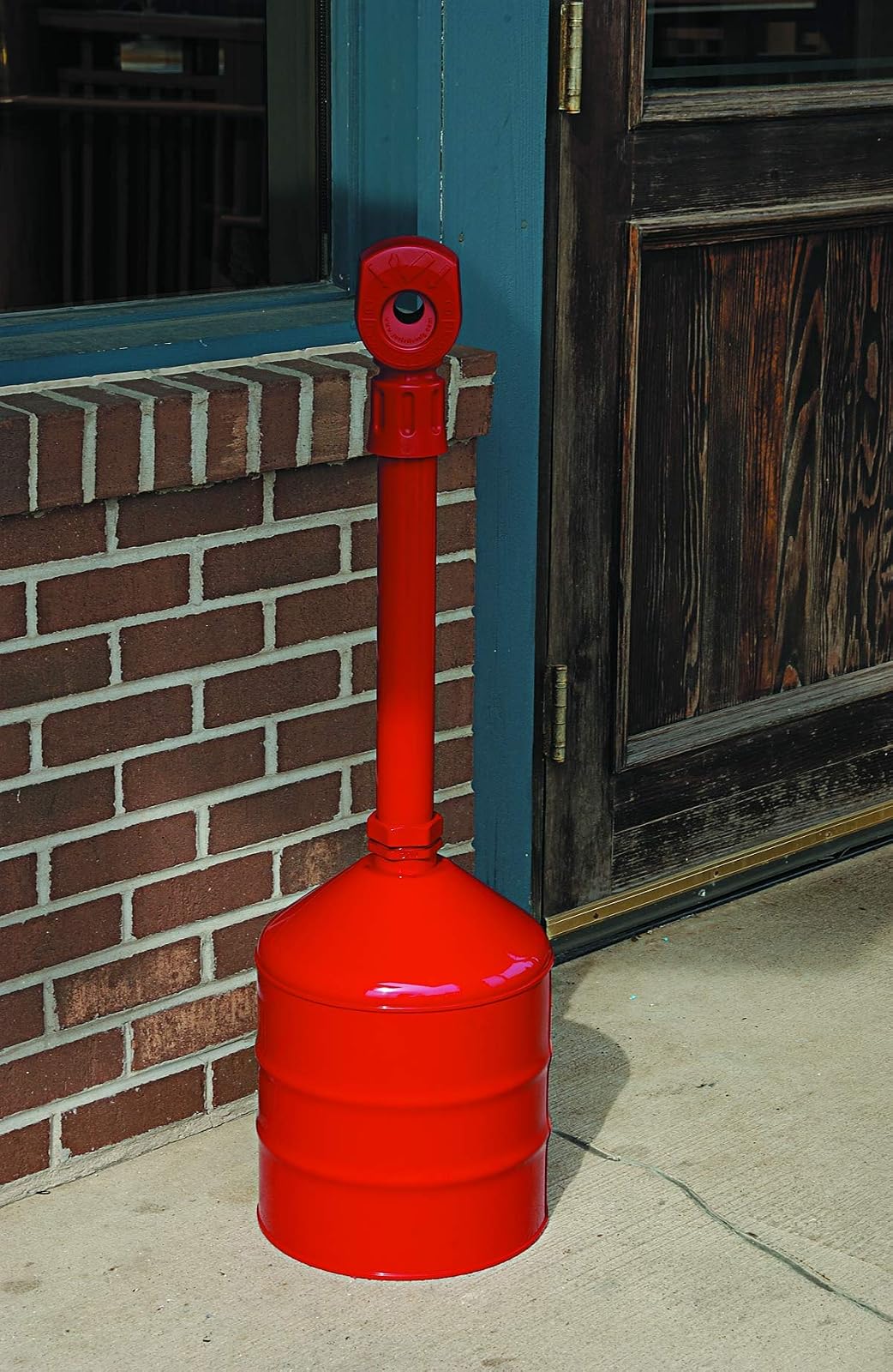 Justrite 26811R - Recipiente de acero resistente para cigarrillos, capacidad de 5 galones, 11-1/2 pulgadas de diámetro x 38-1/2 pulgadas de altura, rojo