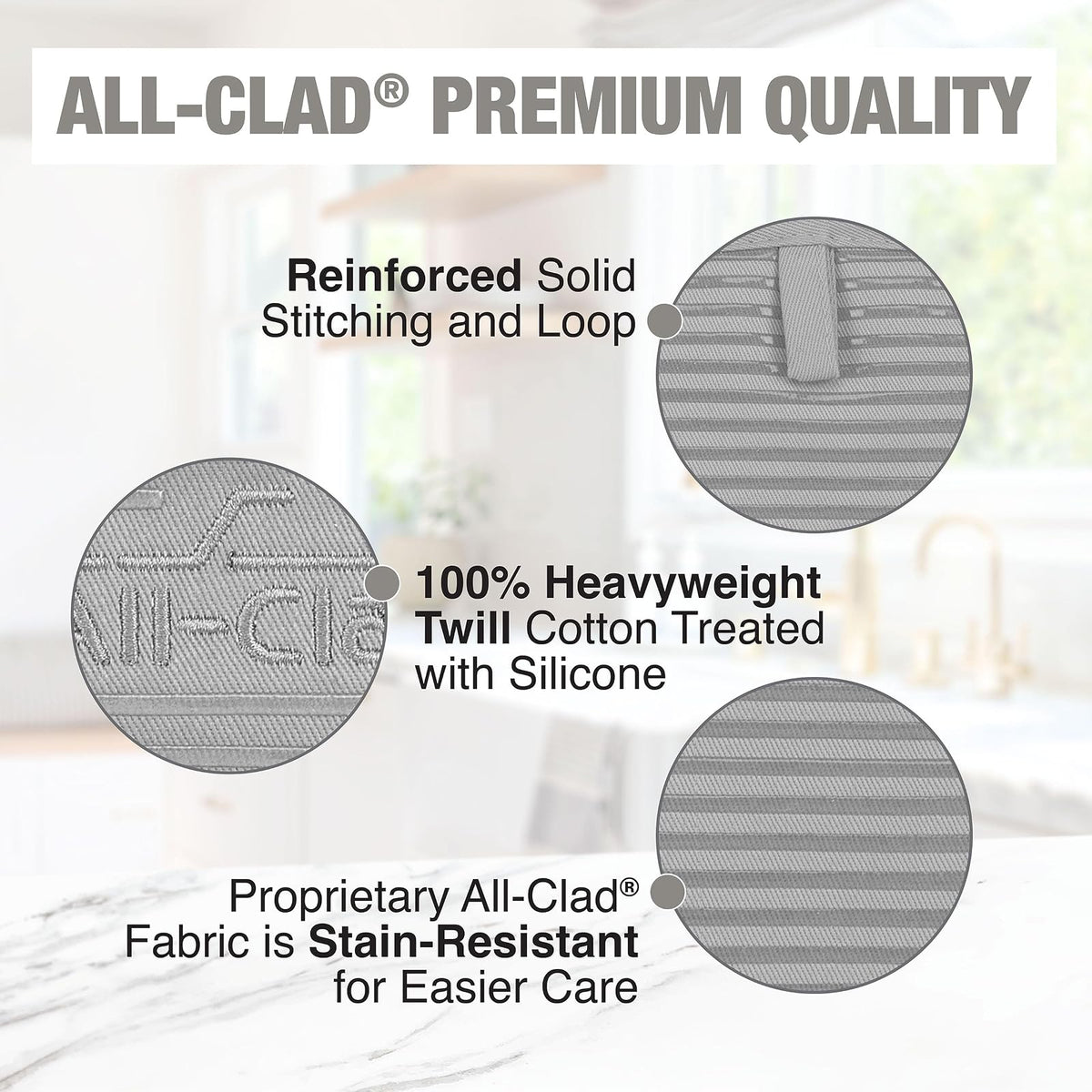 All-Clad - Soporte para ollas de alta calidad y almohadilla caliente: resistente al calor hasta 500 grados, 100% algodón, almohadilla caliente de 10 x 6.2 pulgadas, para cocina y barbacoa, paquete de