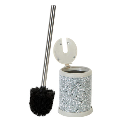 Bath Bliss - Escobilla de Inodoro y Soporte | Tapa de Cierre automático | Cabezal de Cepillo para Polvo de 360 Grados | Limpieza de baño | Tamaño Compacto | Almacenamiento y organización | Gris - 1 paquete - Gris Terrazzo