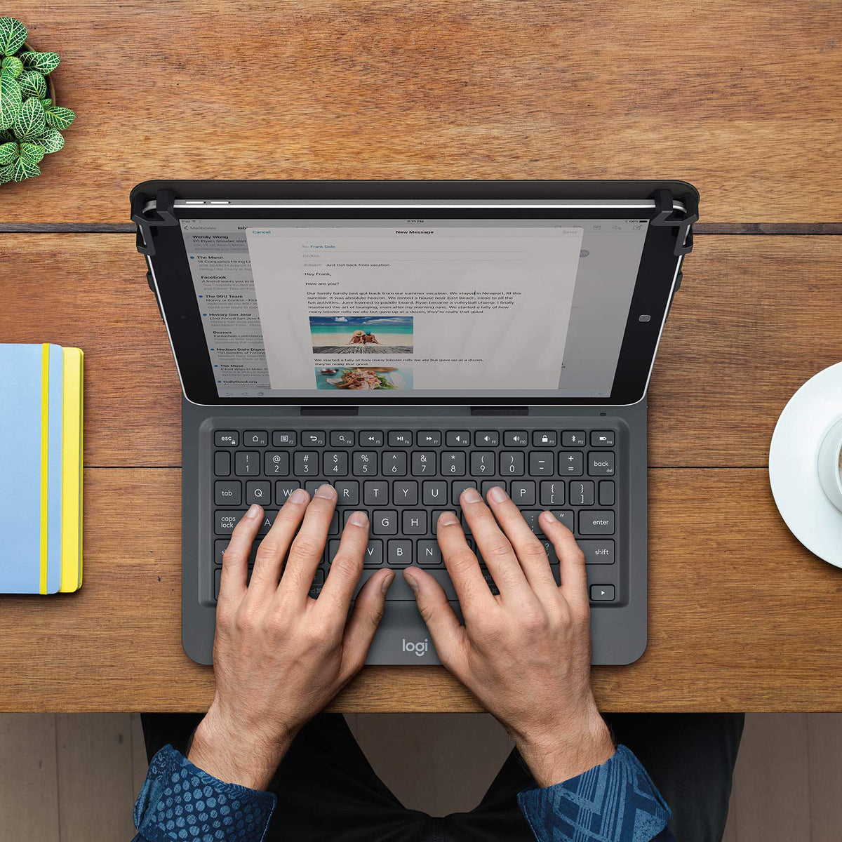 Logitech Universal Folio Funda para iPad o Tablet con Teclado Inalámbrico Bluetooth, para iPad Apple de 9-10 Pulgadas/Tablet Android o Windows, Fácil, Batería hasta 2 Años - Negro