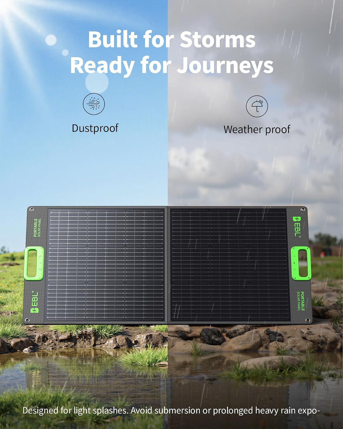 EBL Panel solar portátil de 100 W (actualizado) para estación de energía 240/300/500/1000/1500/2000, con soporte ajustable y cable paralelo, impermeable IP65 para acampar al aire última intervensión,