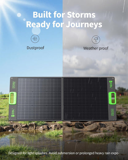 EBL Panel solar portátil de 100 W (actualizado) para estación de energía 240/300/500/1000/1500/2000, con soporte ajustable y cable paralelo, impermeable IP65 para acampar al aire última intervensión,