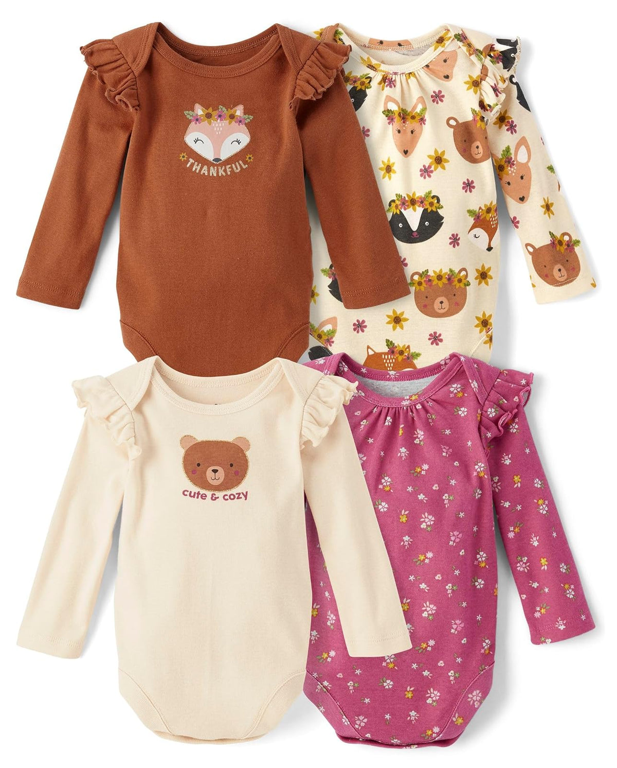 The Children's Place Paquete de 3 Playeras Navideñas de Manga Larga - 18-24 Meses - Cosecha Otoño Paquete de 4