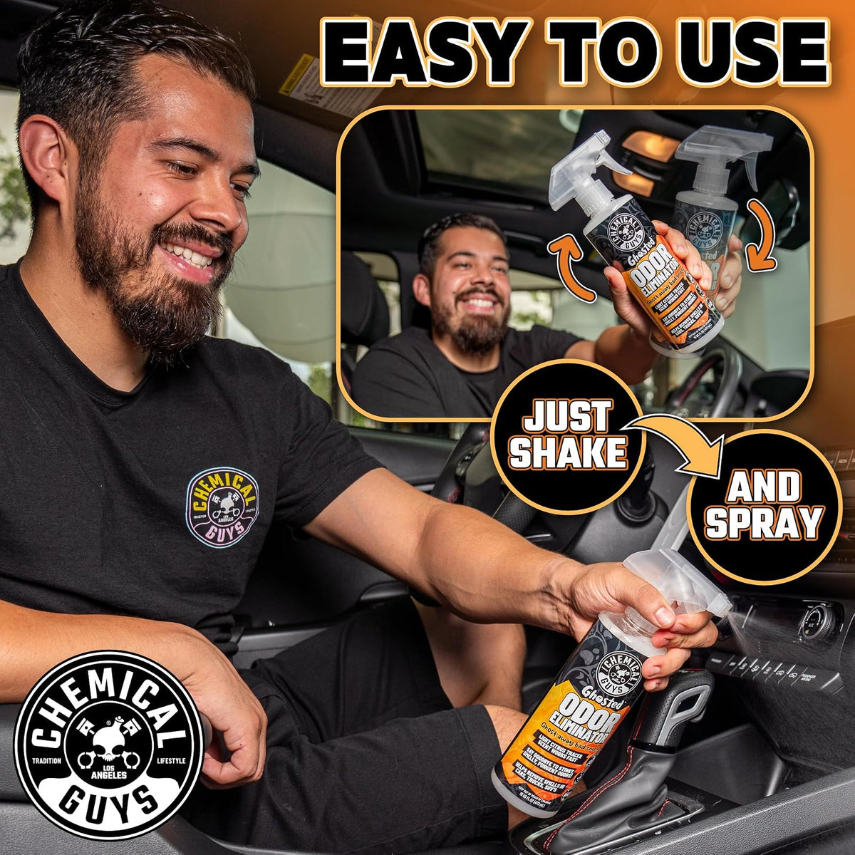 Chemical Guys Ghosted Eliminador Completo del Olor Interior de Vehículos, Excelente para Automóviles, Camiones, Todoterrenos, Autocaravanas, Hogar, Oficina y Más, 473 ml