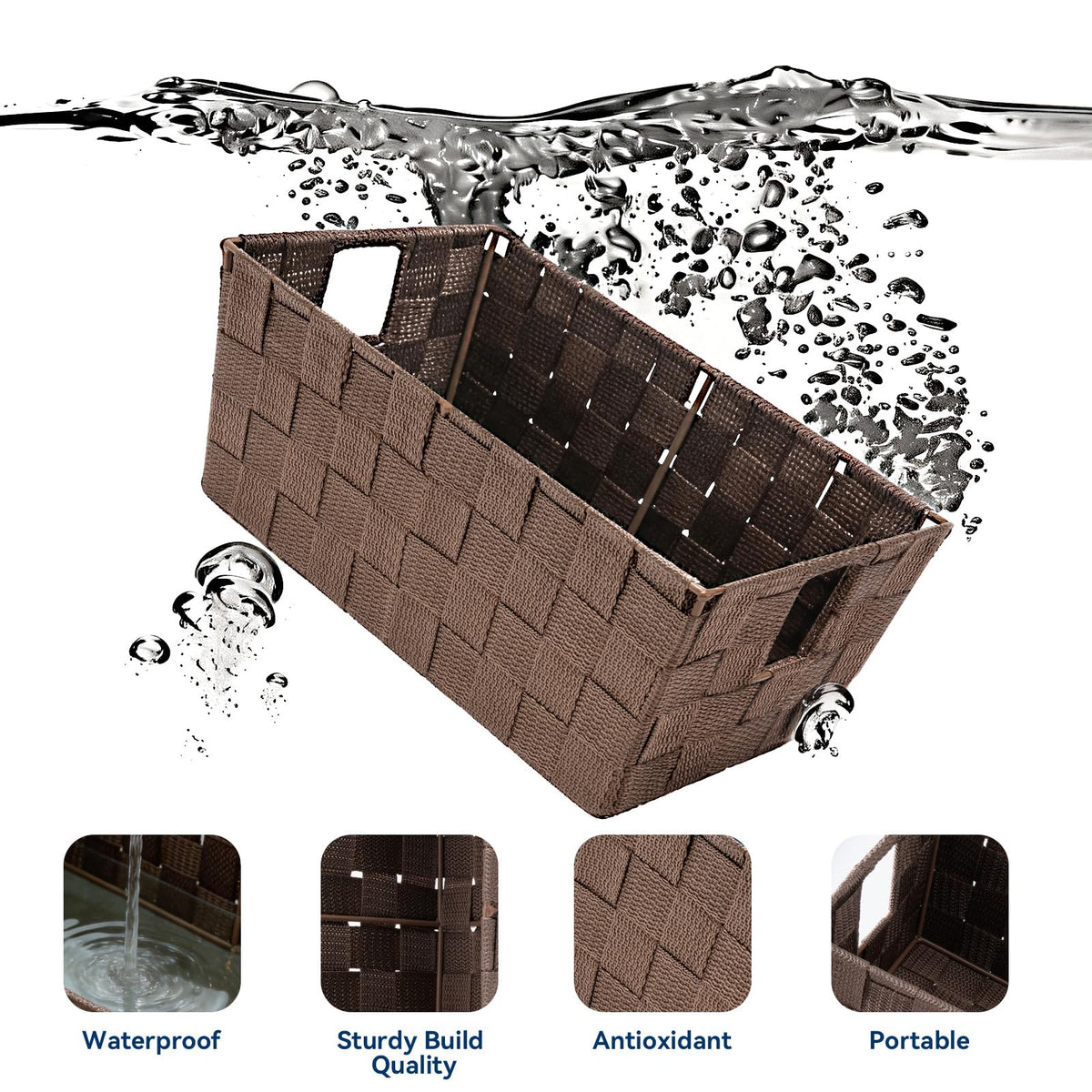 Whitmor - Cesta tejida pequeña para estante, Java, 6.5W x 11.42D x 4.53H in., 1