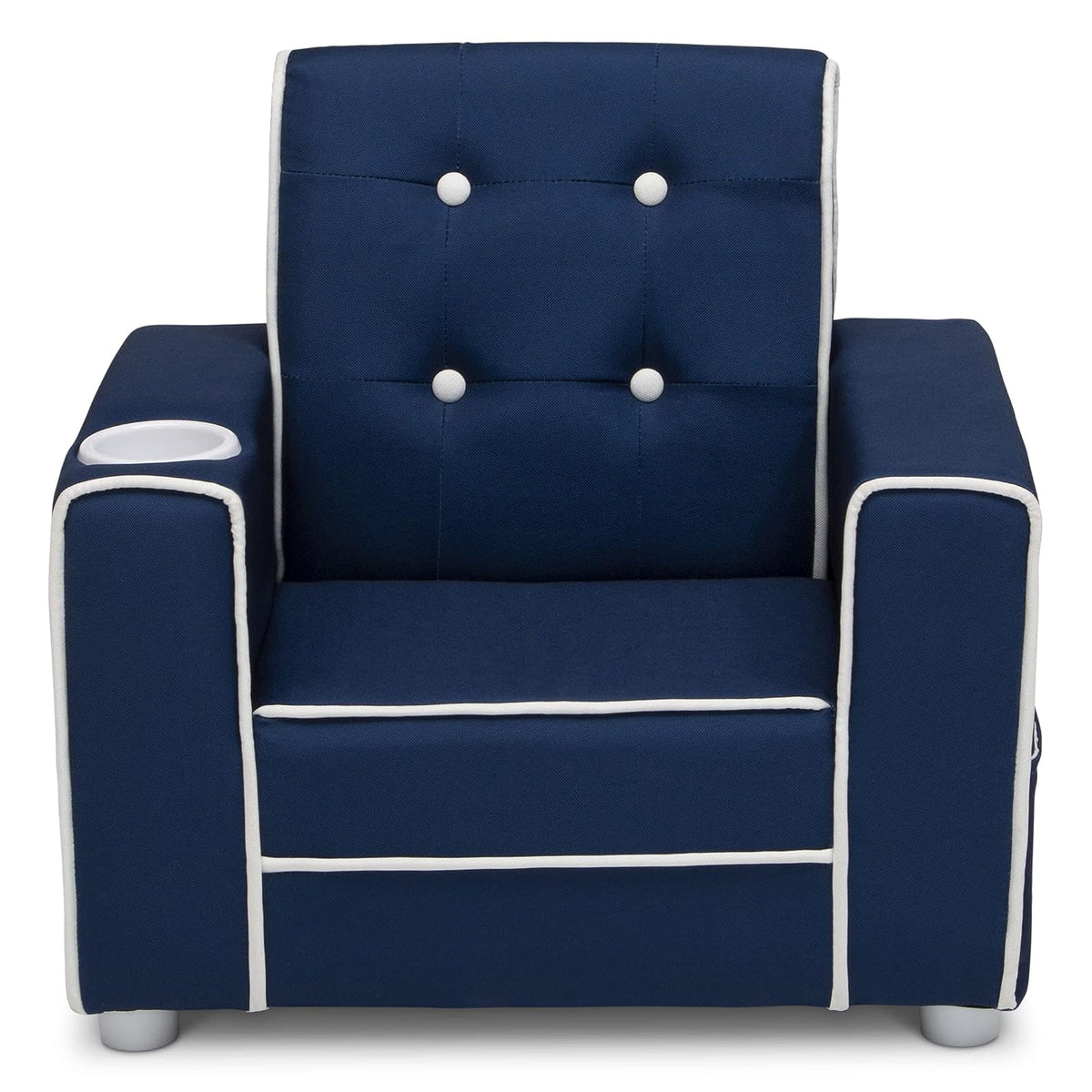Delta Children Silla Infantil Tapizada Chelsea con Portavasos - Color: Azul Marino