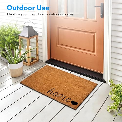 Plus Haven - Tapete de Coco para Puerta de Entrada para el hogar, 17.5 x 30 Pulgadas, Felpudo Resistente para Uso en Interiores y Exteriores, Duradero y ecológico