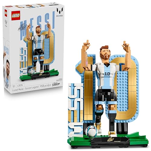 Lego Editions Lionel Messi: Leyenda del Futbol – Set de Construcción – Decoración Coleccionable Inspirada en el Futbol – Set de Exhibición – Regalo para Niños y Niñas – 43015