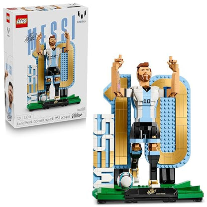 Lego Editions Lionel Messi: Leyenda del Futbol – Set de Construcción – Decoración Coleccionable Inspirada en el Futbol – Set de Exhibición – Regalo para Niños y Niñas – 43015
