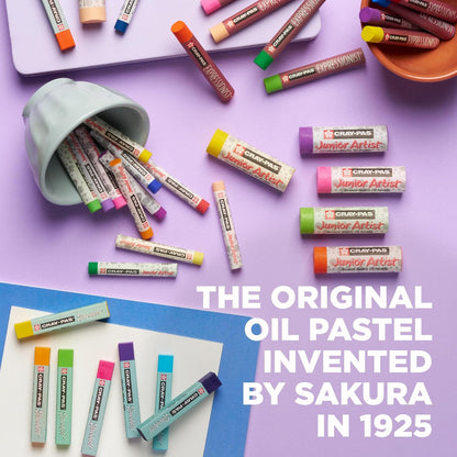 SAKURA Barras Óleo Pastel Set 12 Colores | Barras Artísticas | Pasteles originales al óleo para artistas, textura cremosa para mezclar, capas y arañazos, no tóxicos, calidad japonesa
