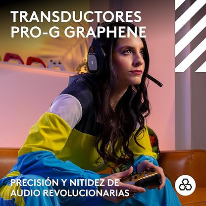 Logitech G Astro A50 Lightspeed Audífonos con micrófono inalámbricos para Juegos + estación Base (Gen 5), Pro-G Graphene, USB-C a Xbox, PS5, PC/Mac o Nintendo Switch, Bluetooth - Negro