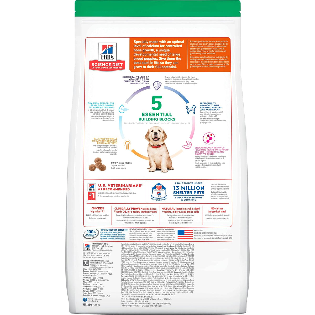 Hill's Science Diet Croquetas para Cachorro Sabor Pollo 7Kg | Croquetas Hill's para perro, pollo real, razas grandes, crecimiento sano, desarrollo cerebral con DHA, soporte inmunológico
