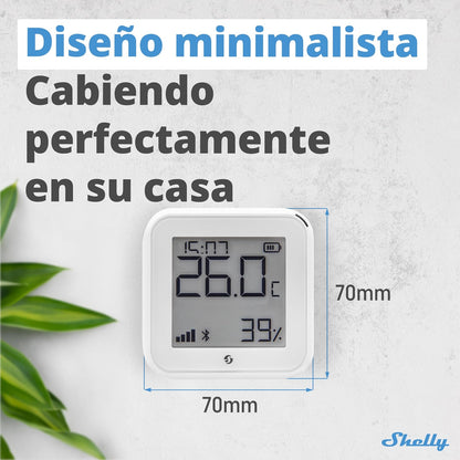 Shelly H&T Gen 3 Marfil | Sensor de Temperatura y Humedad Inteligente Wi-Fi y Bluetooth con Control y Monitorización Remotos | Escenas Inteligentes | Alertas de Notificación | Pantalla LCD