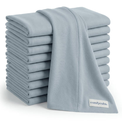 Comfy Cubs Pañitos para Eructar de Algodón para Bebé, 10 Piezas, Mora - Azul pacífico - Pack of 10