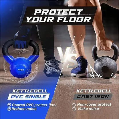 Yes4All Pesa Rusa Individual Recubierta de Vinilo de Alta Calidad - Ideal para Entrenamiento Cruzado, MMA y Ejercicios de Entrenamiento de Fuerza - Kettlebell para Ejercicio