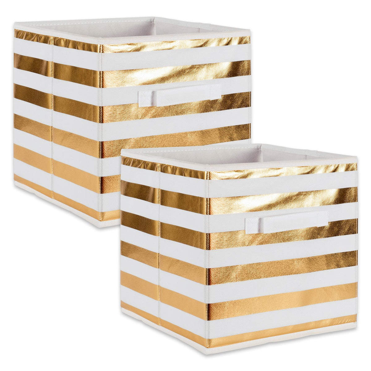 DII tela plegable cubeta de contenedores de almacenamiento para organizadores, Cubo grande - Juego de 2, Dorado (Stripe Gold), 1, 1