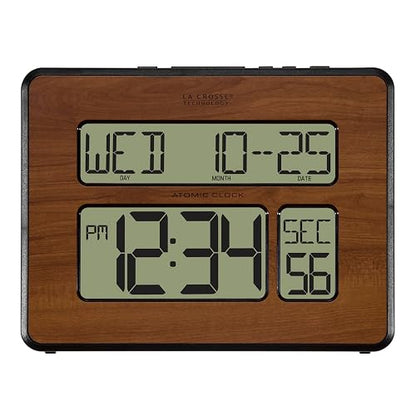 La Crosse Technology 513-1419BL-WA-INT Atomic - Reloj de Calendario Digital Grande, Paquete de 1, Color marrón