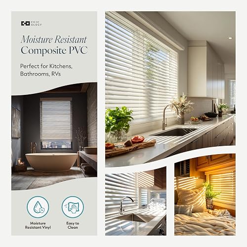 Chicology - Persianas De Madera Sintética Para El Hogar, Tratamientos De Ventana Y Sombras, Color Blanco Básico, 30 Pulgadas