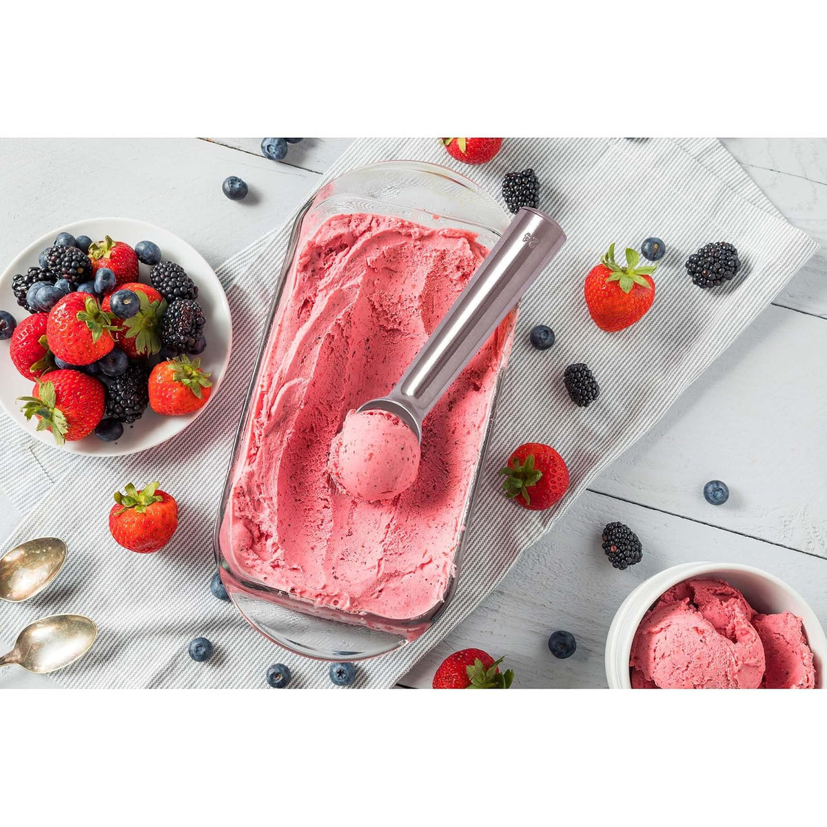 Harold Import Company Herramientas para helados y congelados, anticongelante y antiadherente, Cuchara anticongelamiento para helado, Plateado, Variable, 1