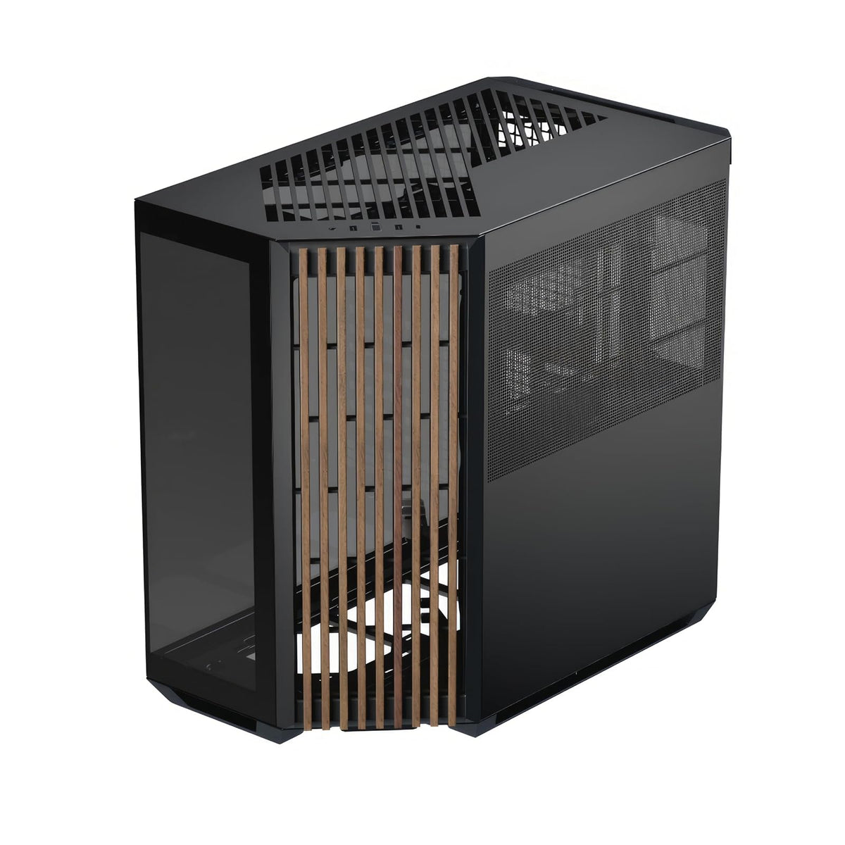APNX V1 Gabinete ATX Dual Tone con Panel de Cristal para RGB - negro - Panel frontal de madera