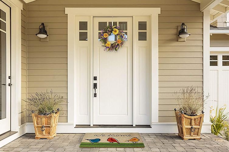 DII Natural Coir Fiber, 18x30" Entry Way Outdoor Door Mat with Non Slip Backing - For the Birds