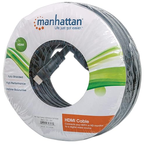 Manhattan 308434 Cable Hdmi, Hdmi a Hdmi, Macho/Macho, Negro, 15 m (50 ft)