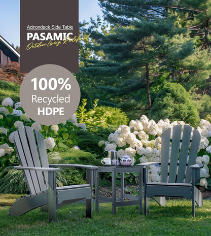 PASAMIC Adirondack - Mesa Auxiliar Cuadrada para Exteriores, Mesa Auxiliar de Polietileno de Alta Densidad, Resistente a la Intemperie para Patio, Patio, Piscina, compañero de Interior, Playa, fácil