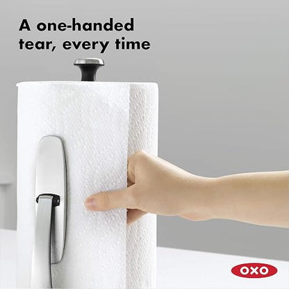 OXO Good Grips 1066736 Dispensador de Toalla Acero Inox con Brazo | OXO Good Grips SimplyTear - Soporte para toallas de papel para cocina