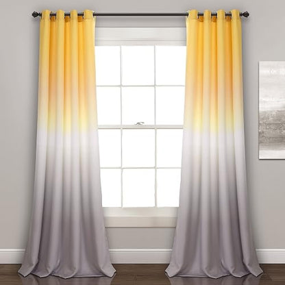 Lush Decor Umber Fiesta Panel de Cortina para Ventana de oscurecimiento de habitación, 213 x 132 cm, Color Rosa y Gris, 0, Amarillo y Gris, 84" x 52", 1